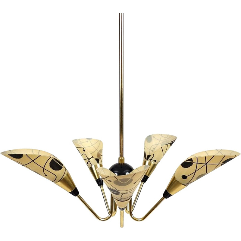 Mid-century chandelier in bakelite and brass - 1950s