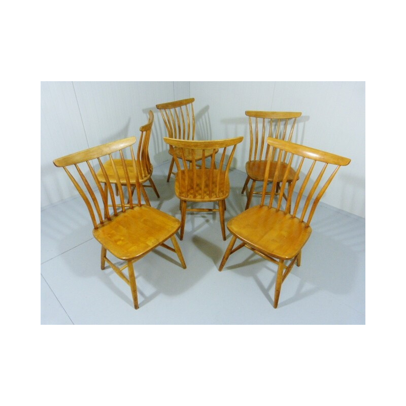 Set of 6 chairs in wood, Bengt AKERBLOM - 1950s