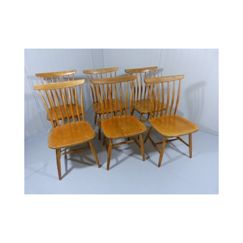 Suite de 6 chaises en bois, Bengt AKERBLOM - années 50