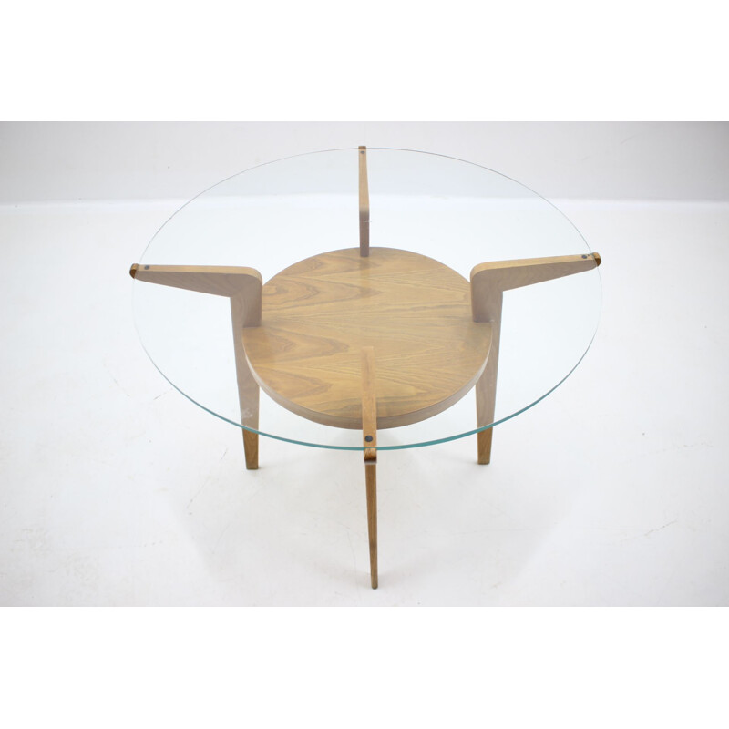 Vintage wood and glass coffee table, 1960