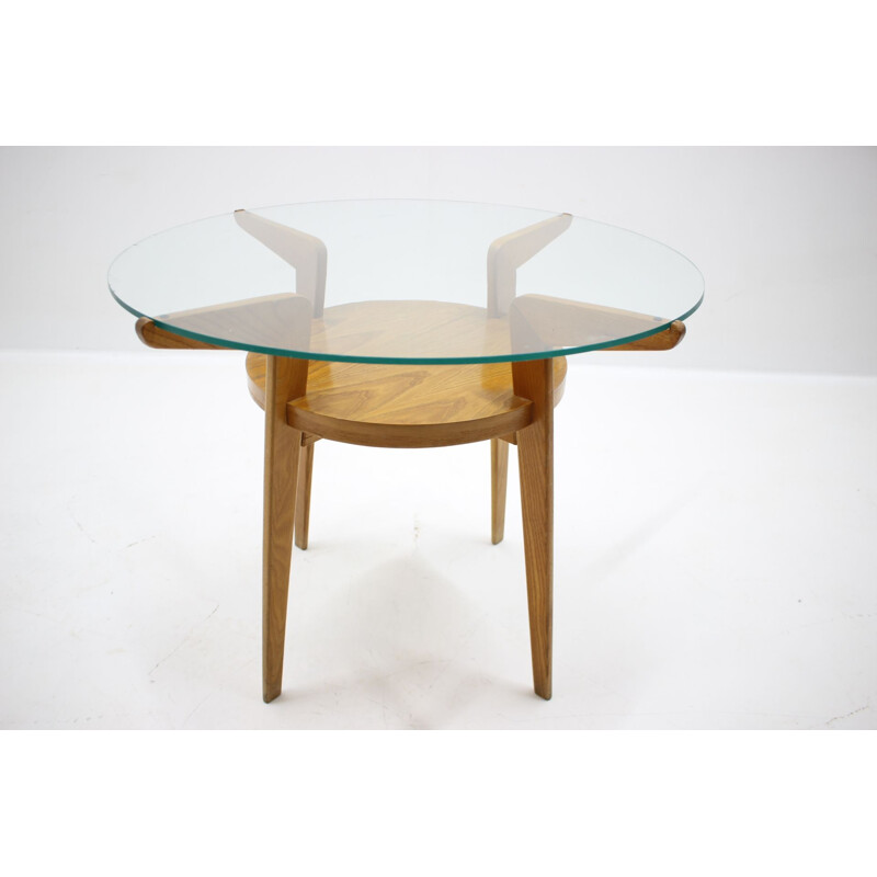 Vintage Couchtisch aus Holz und Glas, 1960