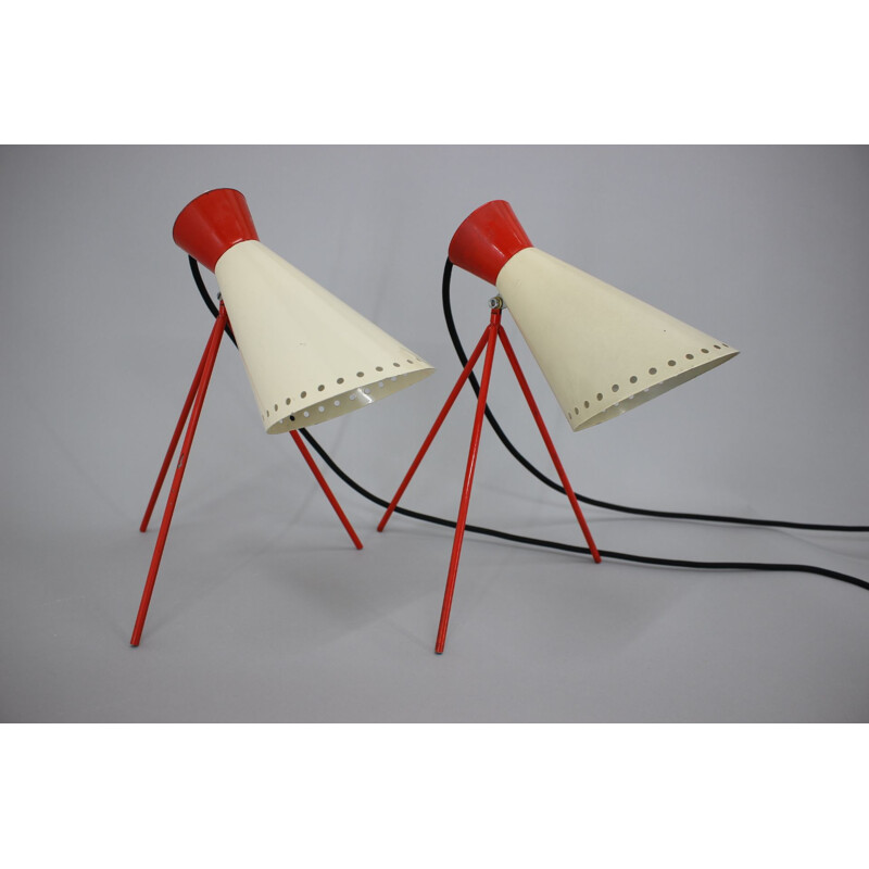 Pair of mid century table lamps Napako, 1960s