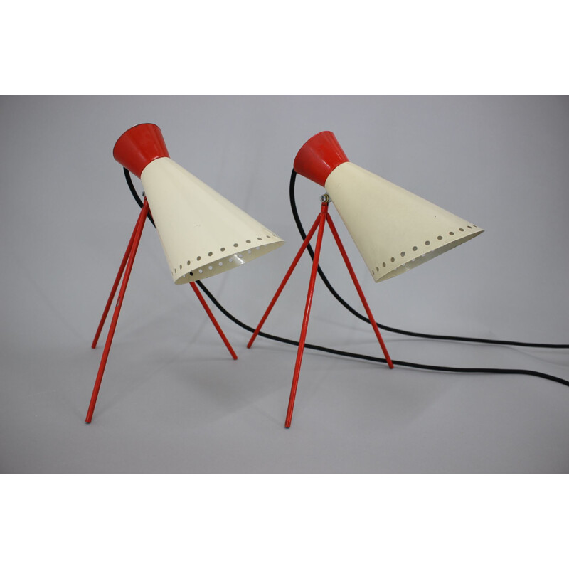 Pareja de lámparas de mesa Napako vintage, 1960