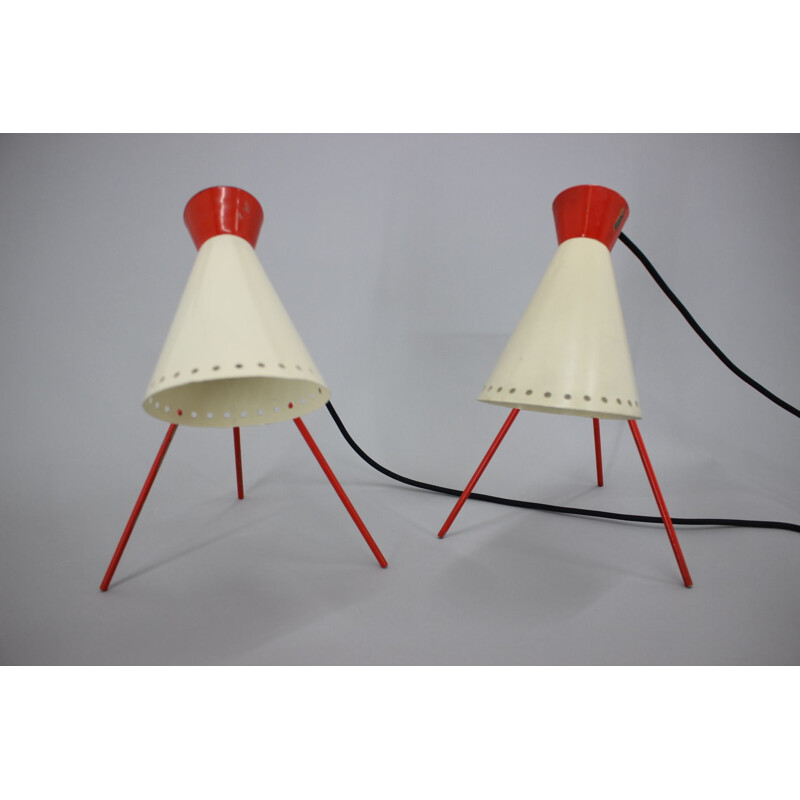 Paire de lampes de table vintage Napako, 1960