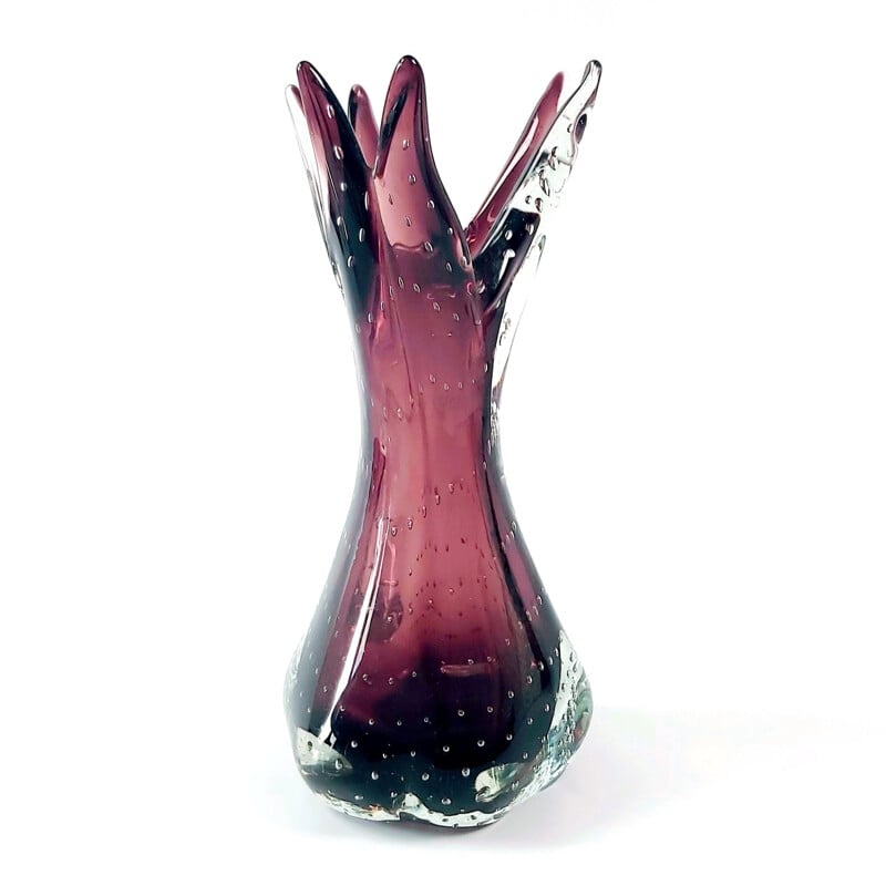 Vintage Bullicante Murano glass vase by Archimede Seguso, Italy 1970s