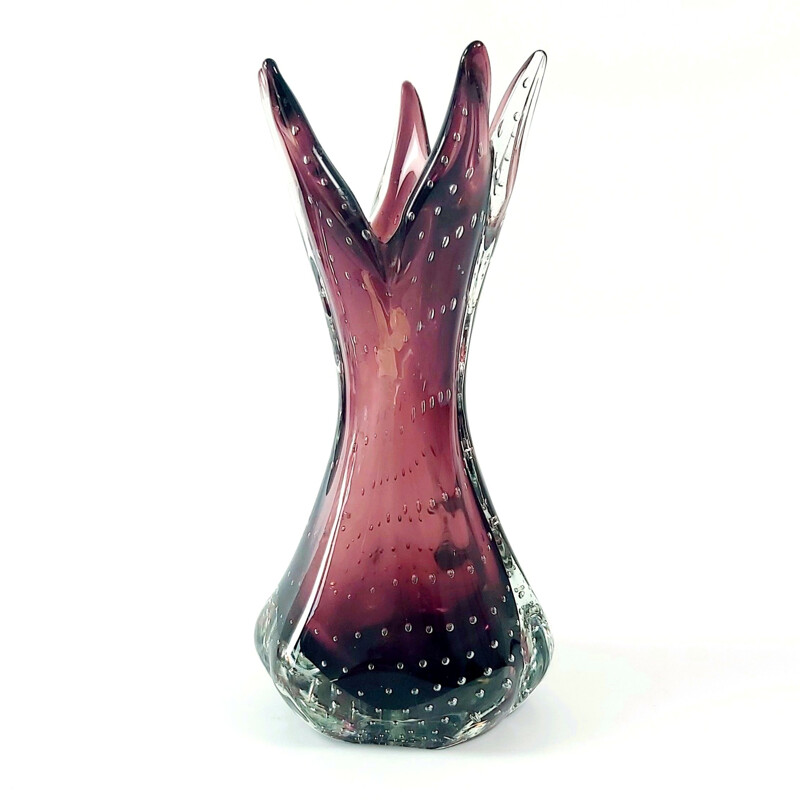 Vintage Bullicante Murano glass vase by Archimede Seguso, Italy 1970s