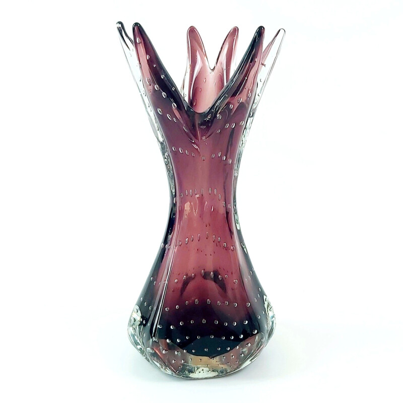 Vaso vintage in vetro Bullicante Murano di Archimede Seguso, Italia 1970