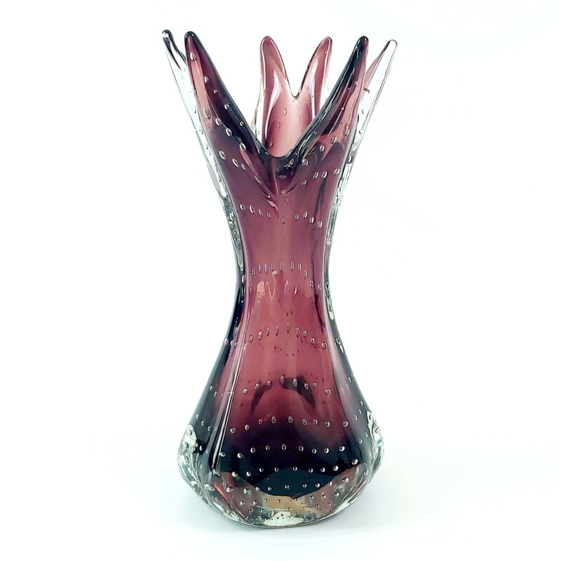 Vintage Bullicante Murano glass vase by Archimede Seguso, Italy 1970s