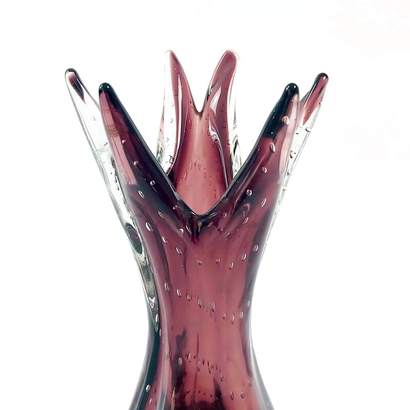 Vase vintage en verre Bullicante Murano par Archimede Seguso, Italie 1970
