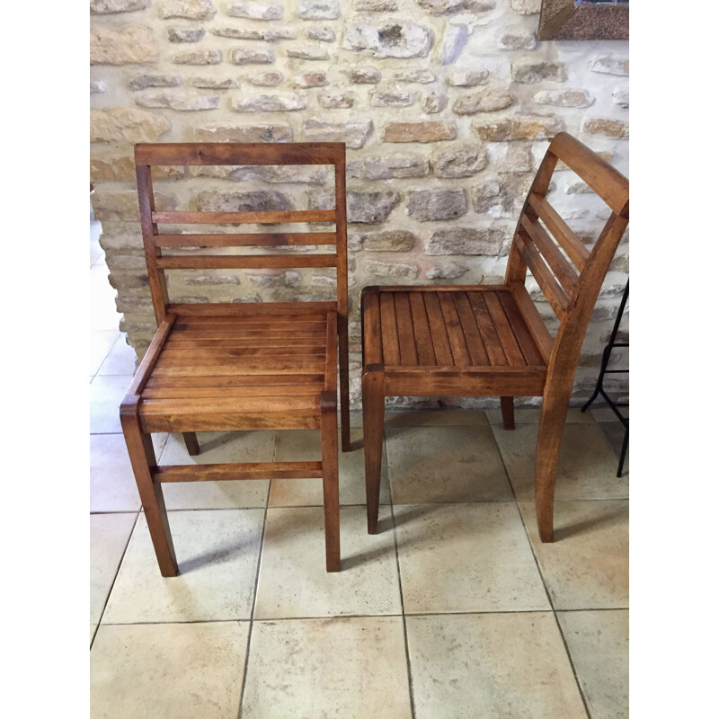 Pair of vintage 103 oakwood chairs by René Gabriel