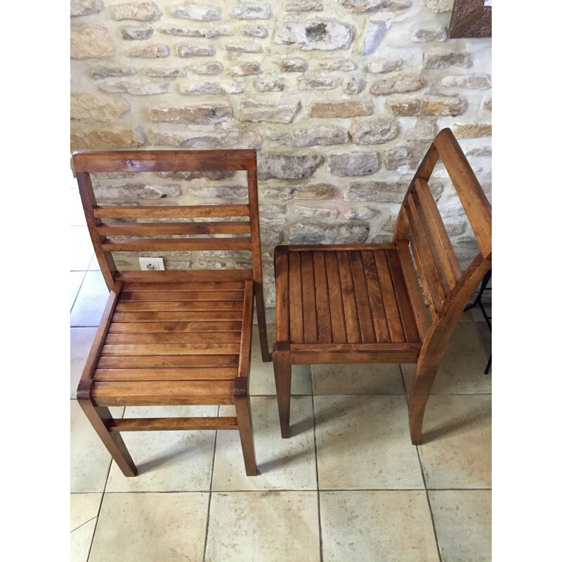 Pair of vintage 103 oakwood chairs by René Gabriel