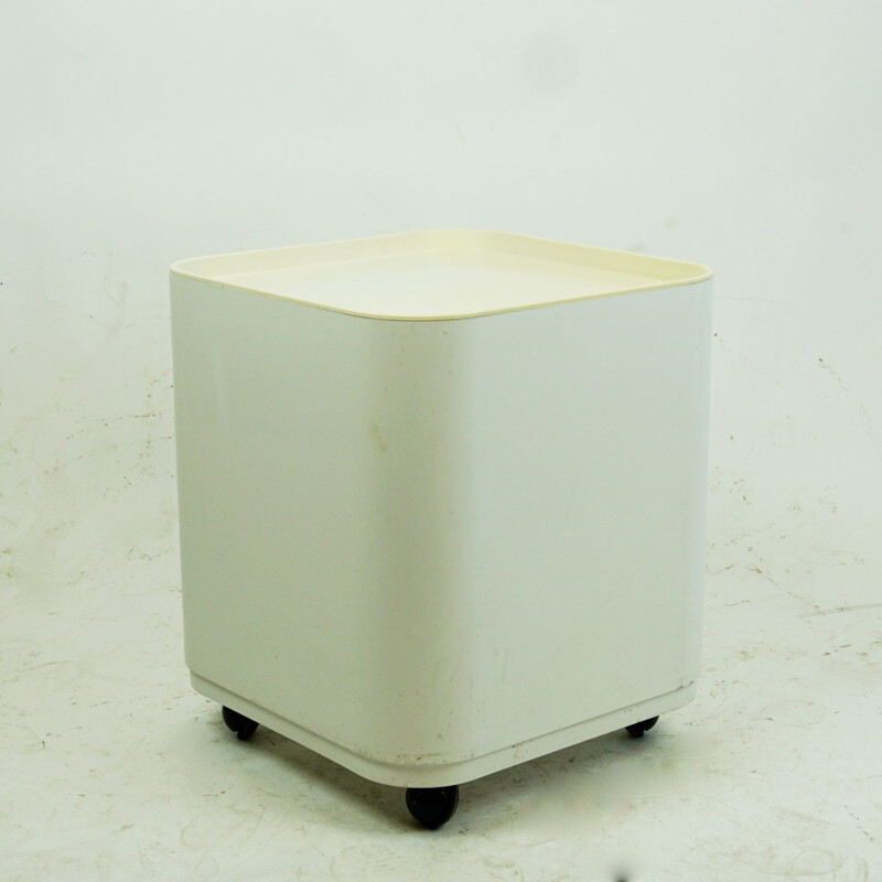 Vintage white square componibili trolley by Anna Castelli for Kartell, Italy 1960s