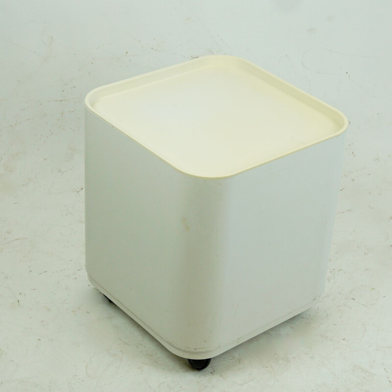 Vintage white square componibili trolley by Anna Castelli for Kartell, Italy 1960s