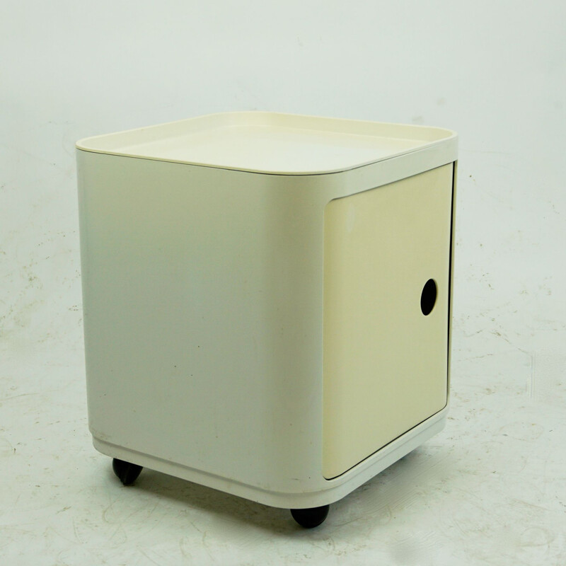 Vintage white square componibili trolley by Anna Castelli for Kartell, Italy 1960s