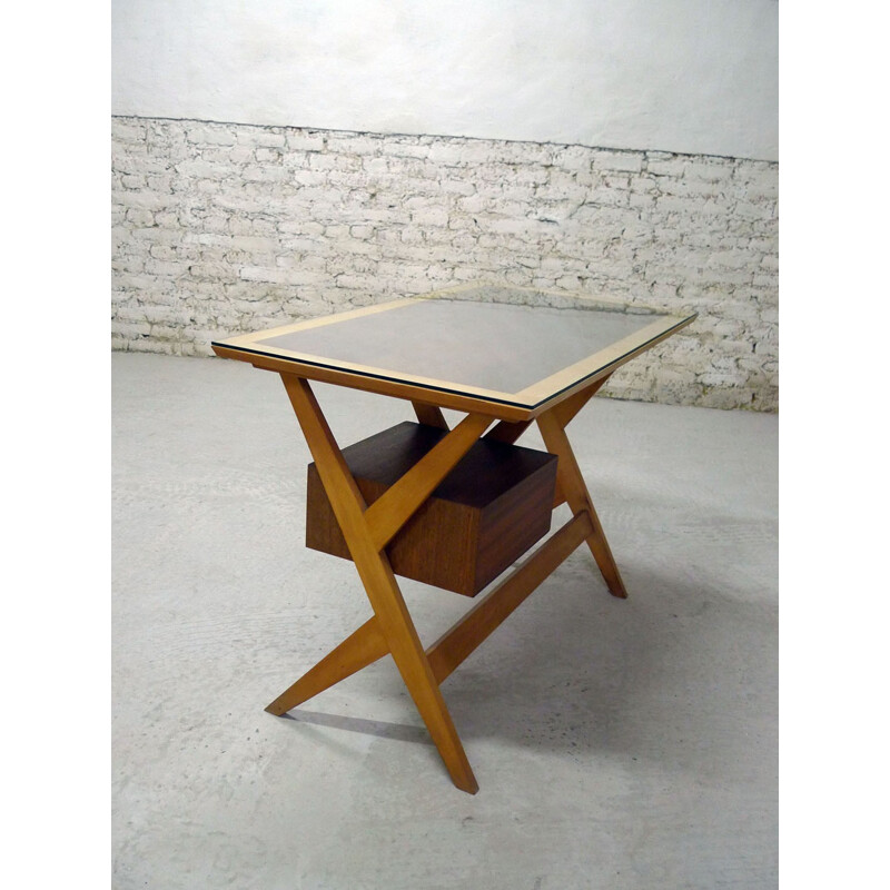 Mid-century desk in beech and teak - 1960s