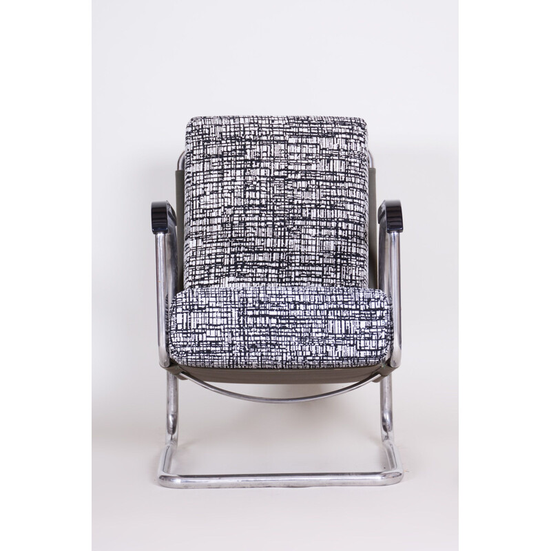 Grey vintage armchair model H91 by Jindrich Halabala for Up Zavody, Czechoslovakia 1930