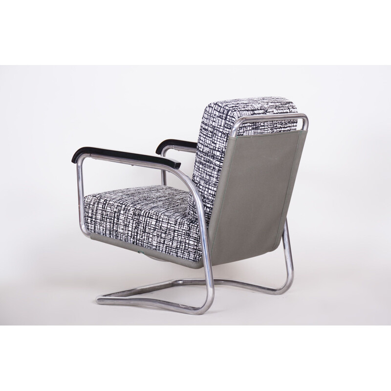 Grey vintage armchair model H91 by Jindrich Halabala for Up Zavody, Czechoslovakia 1930