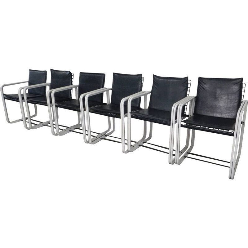 Iets effectief Ongunstig Set van 6 vintage witte metalen stoelen