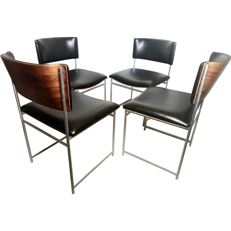 Set of 4 vintage Sm08 chairs by Cees Braakman for Pastoe, 1950s