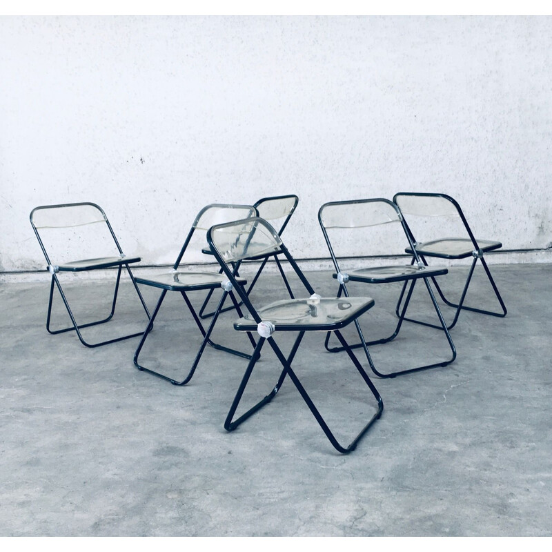 Juego de 6 sillas plegables vintage de Plia por Giancarlo Piretti para Anonima Castelli, Italia 1960