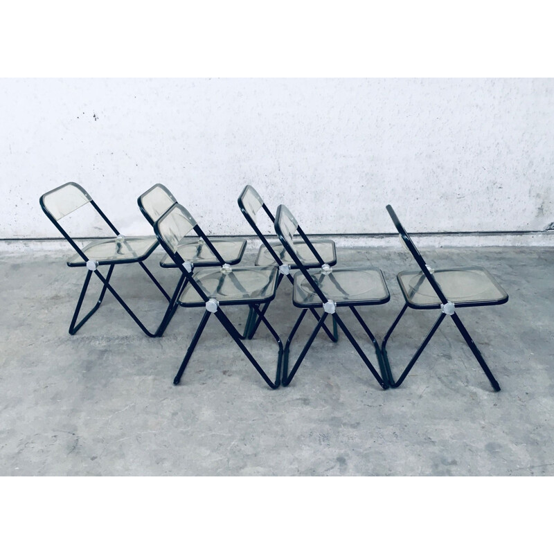 Set of 6 vintage folding chairs by Plia by Giancarlo Piretti for Anonima Castelli, Italy 1960