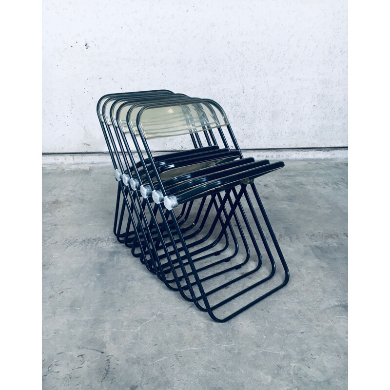 Conjunto de 6 cadeiras dobráveis vintage de Plia de Giancarlo Piretti para Anonima Castelli, Itália 1960