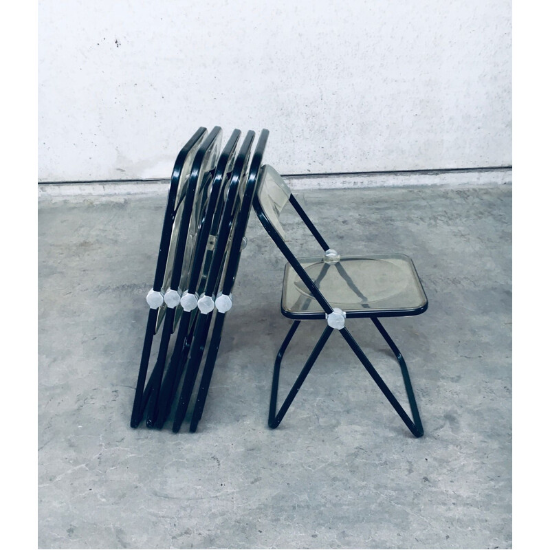 Set of 6 vintage folding chairs by Plia by Giancarlo Piretti for Anonima Castelli, Italy 1960