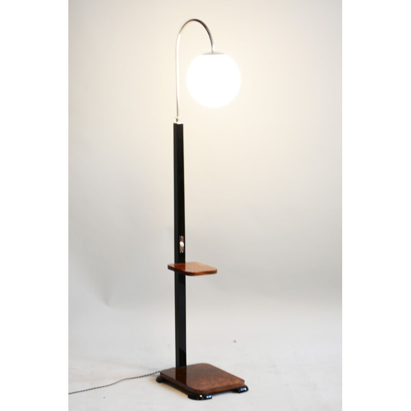 Art Deco vintage walnut floor lamp, 1920s