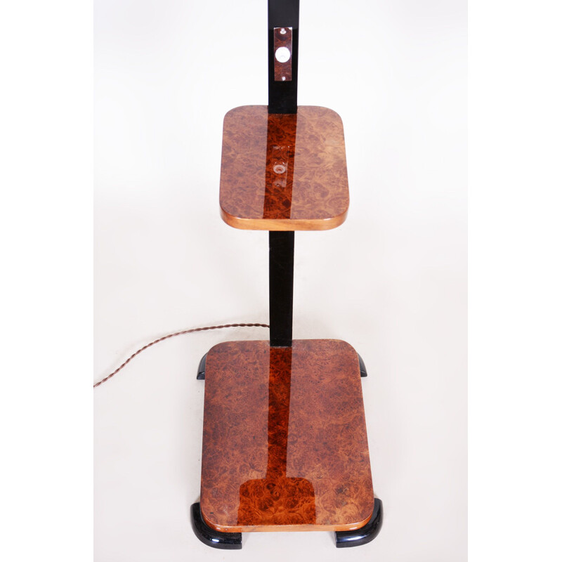 Art Deco vintage walnut floor lamp, 1920s