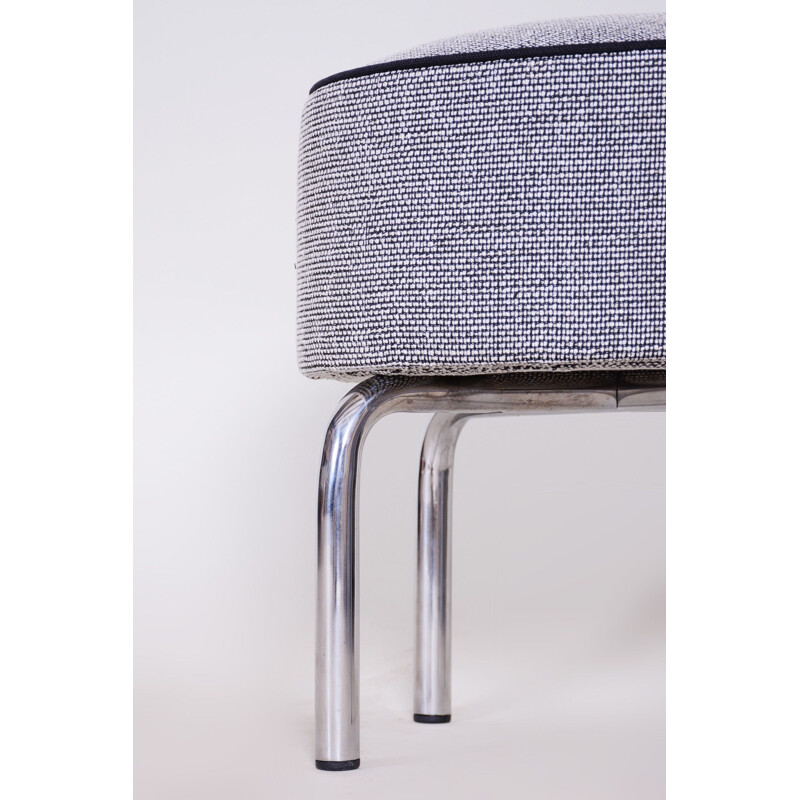 Vintage fabric and chrome footrest by Robert Slezak, 1930s