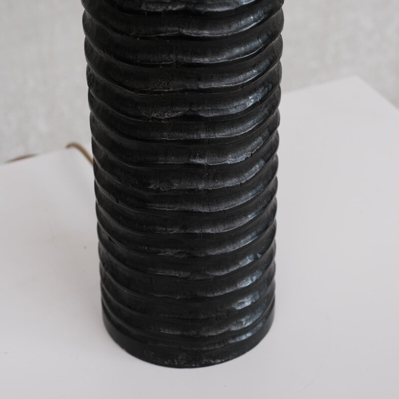 Ebonised black mid-century wooden table lamp, Holland 1970s