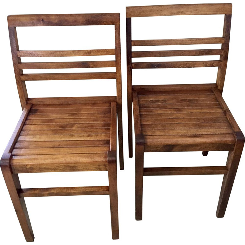 Pair of vintage 103 oakwood chairs by René Gabriel