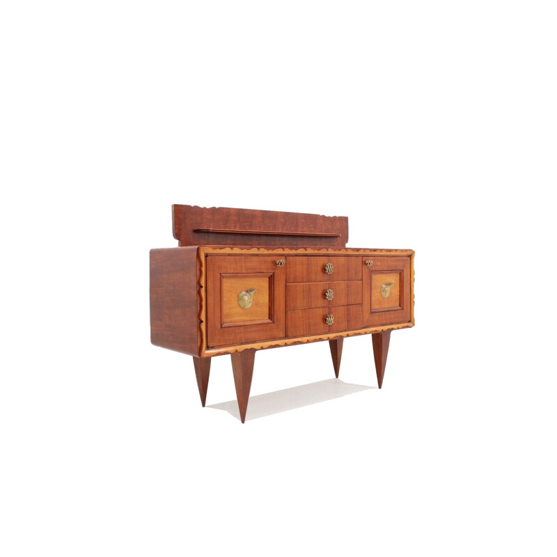 Mueble bar vintage de madera y latón de Pier Luigi Colli, 1940