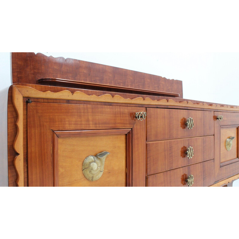 Vintage bar furniture in wood and brass by Pier Luigi Colli, 1940