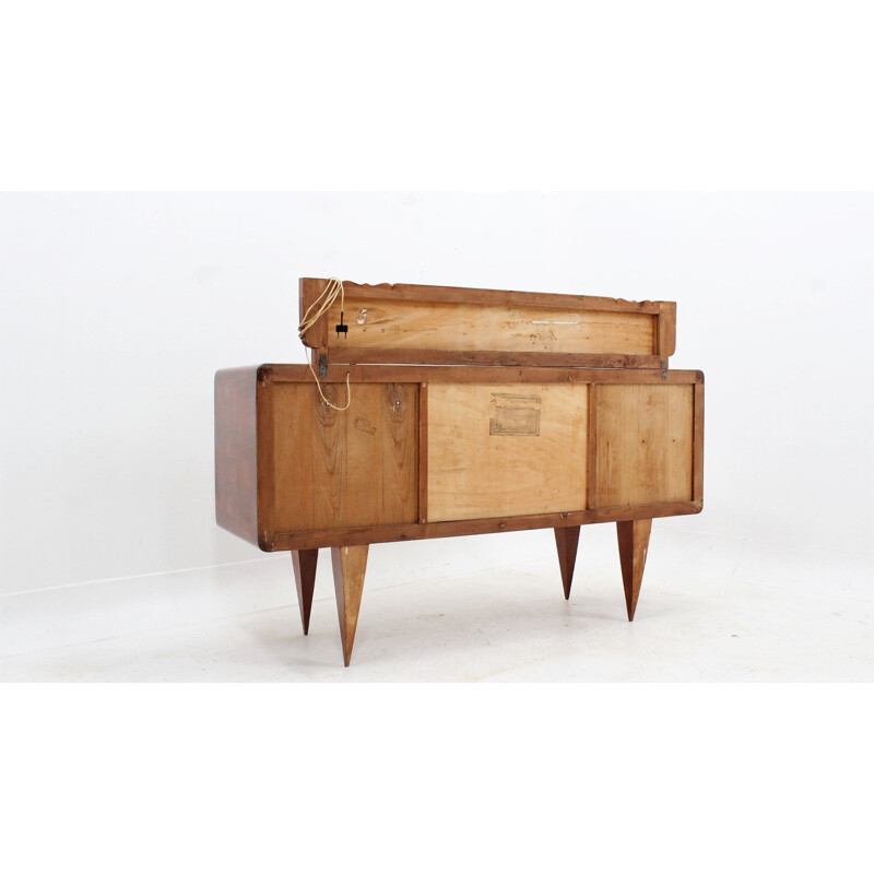 Mueble bar vintage de madera y latón de Pier Luigi Colli, 1940