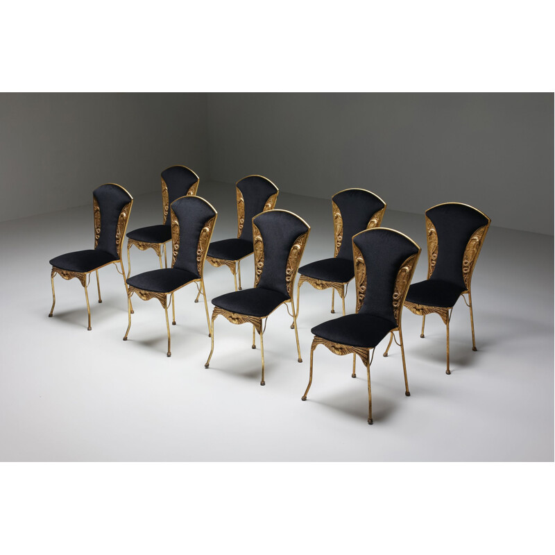 Set of 8 vintage Cleopatra dining chairs, France 1970s