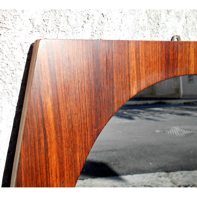 Pair of large Italians mirrors with teak frame - 1970s