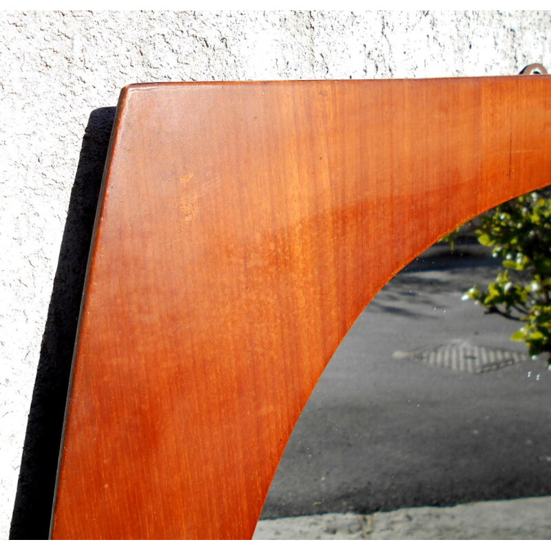Pair of large Italians mirrors with teak frame - 1970s