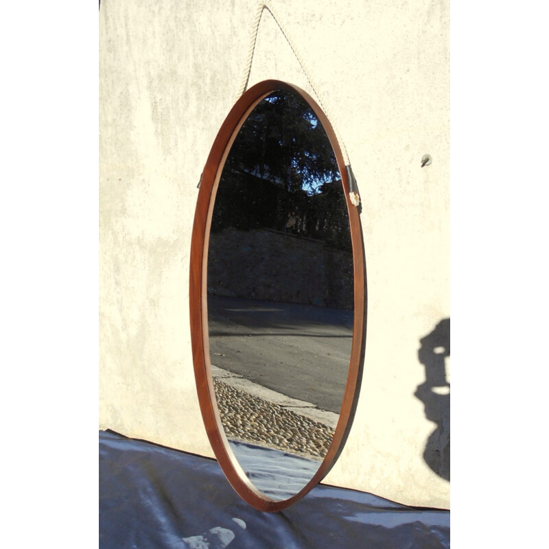 Mid century large Italian teak mirror - 1960s