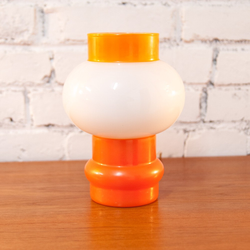 Lampe de table vintage orange et blanche - 1970