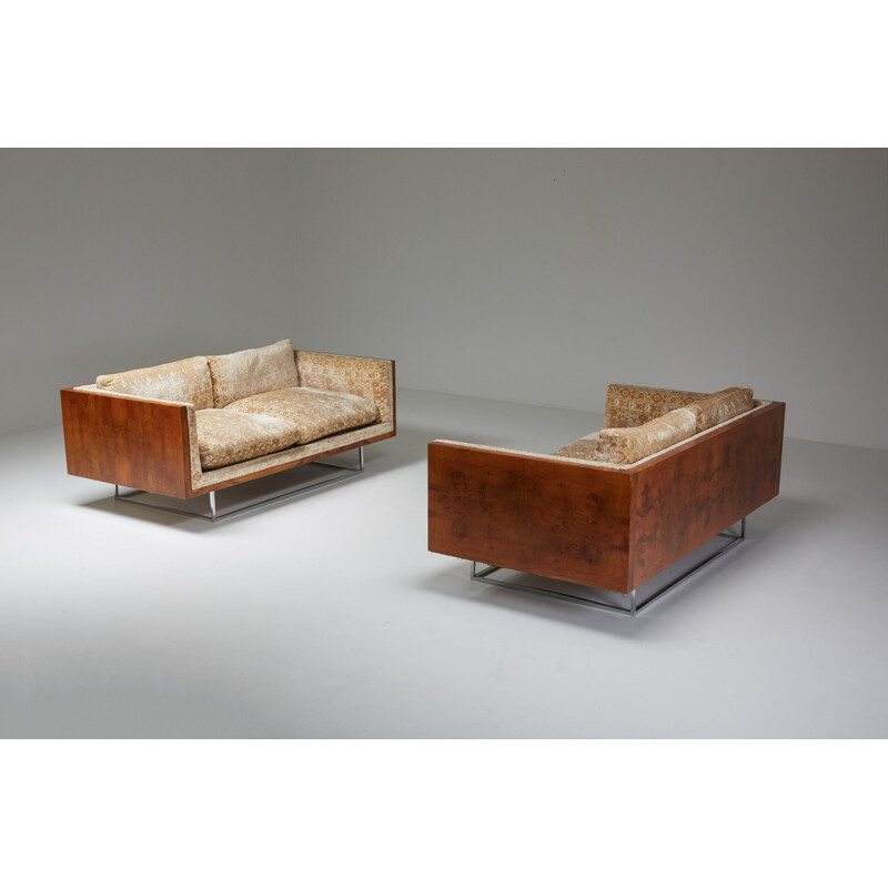 Pair of vintage Love seat sofas by Milo Baughman, 1971