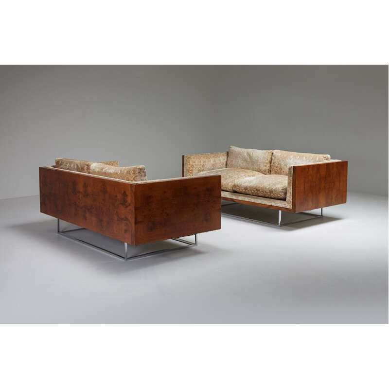 Pair of vintage Love seat sofas by Milo Baughman, 1971
