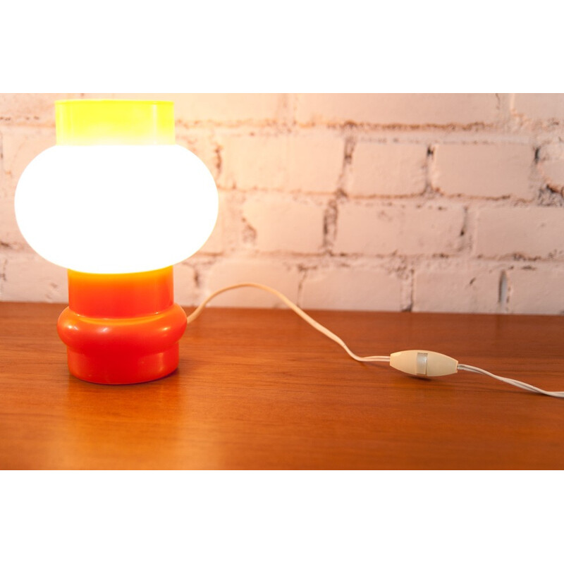 Lampe de table vintage orange et blanche - 1970