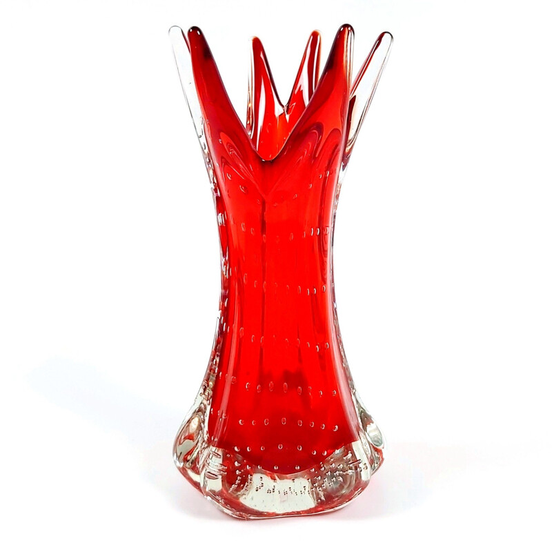 Vase vintage en verre Bullicante Murano par Archimede Seguso, Italie 1970