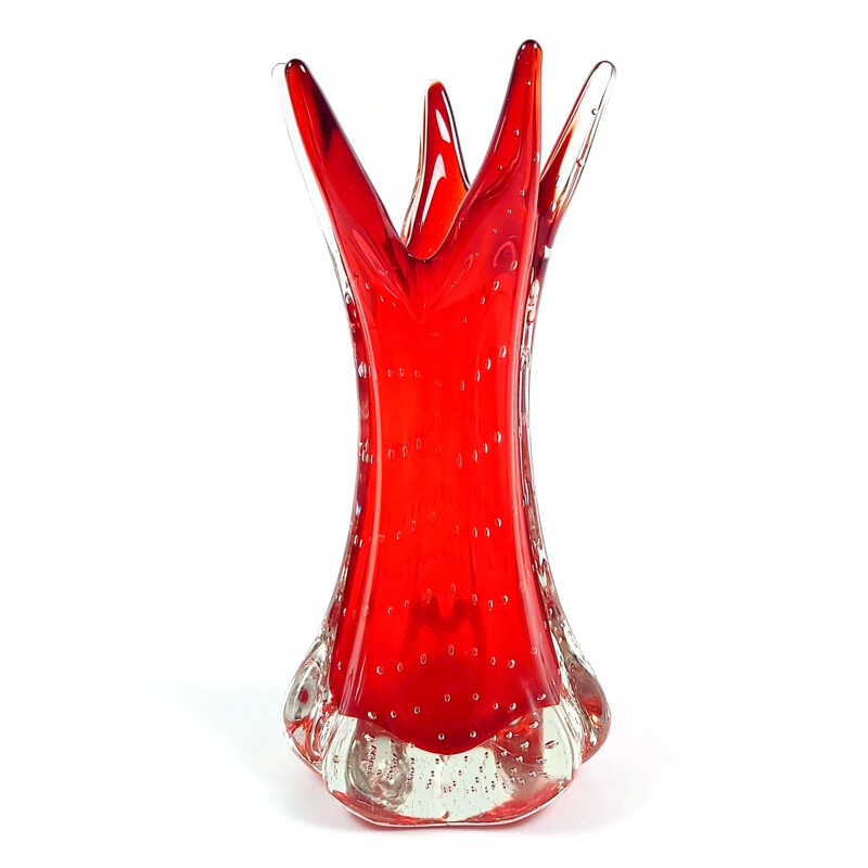 Vase vintage en verre Bullicante Murano par Archimede Seguso, Italie 1970