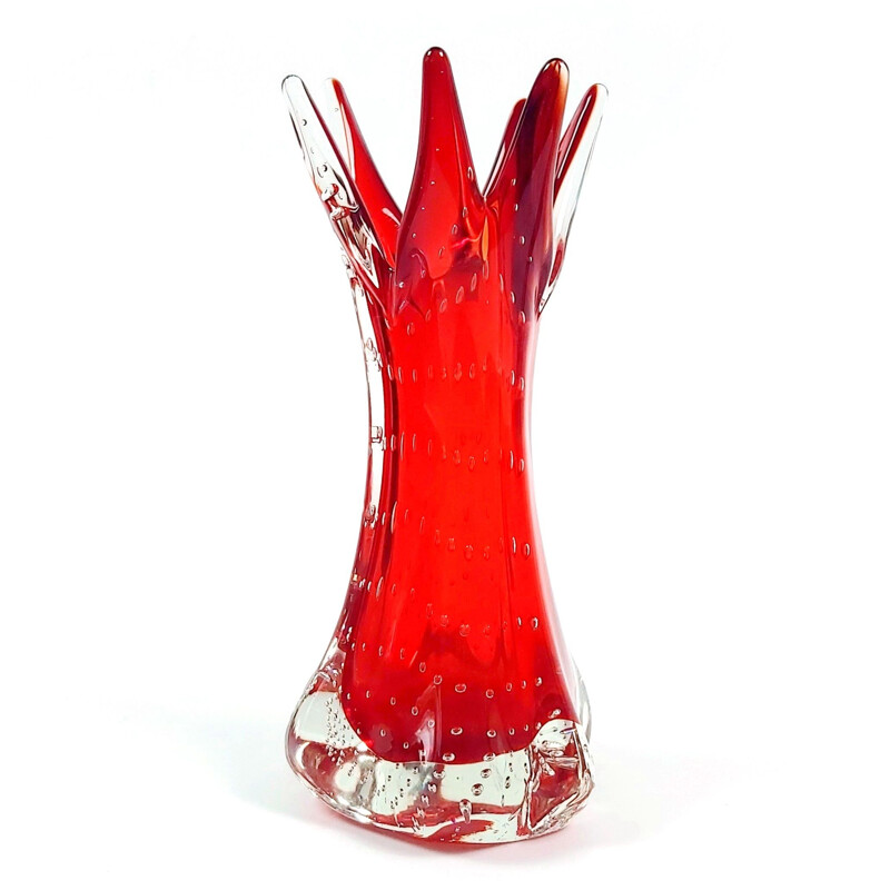 Vintage Bullicante Murano glass vase by Archimede Seguso, Italy 1970s