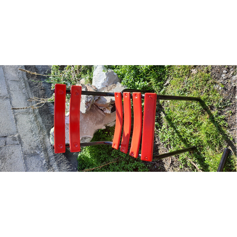 Bistro garden pair of chairs and a table vintage red and black