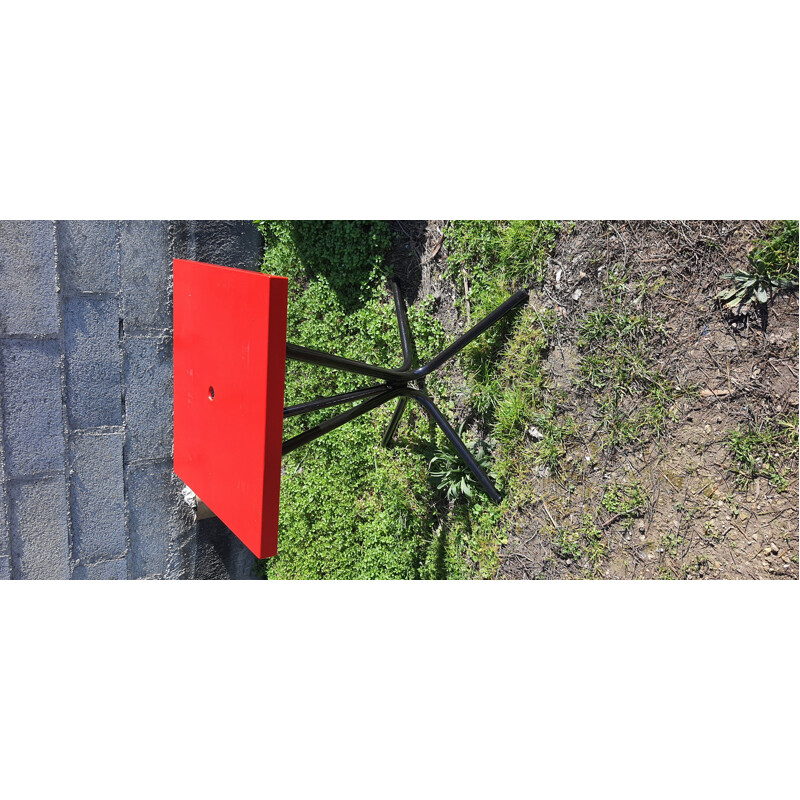 Bistro garden pair of chairs and a table vintage red and black