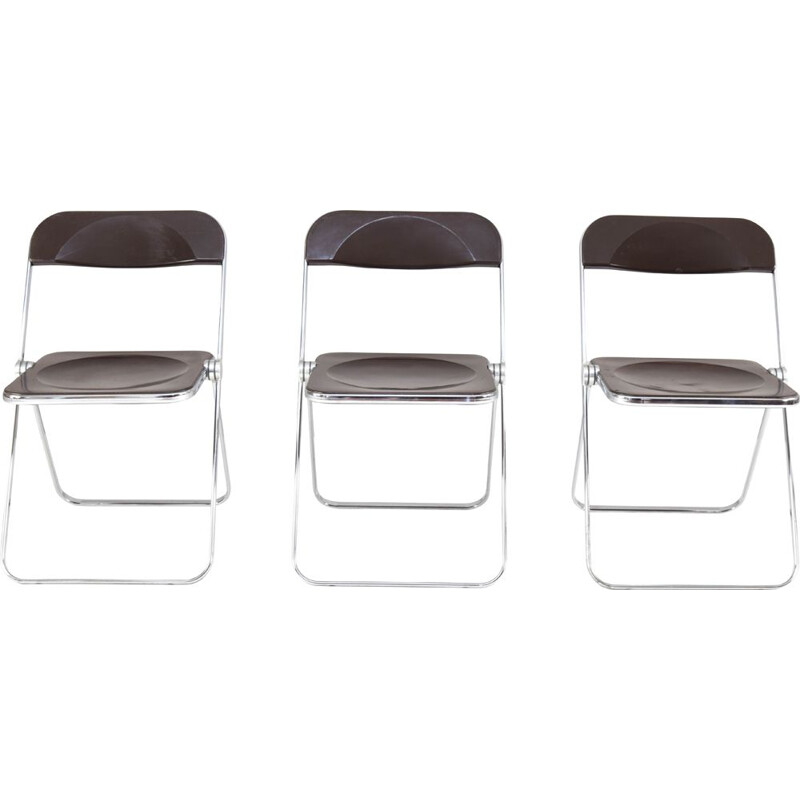 Set of 3 mid century Plia folding chairs by Gianmarco Piretti for Castelli, Italy 1960s