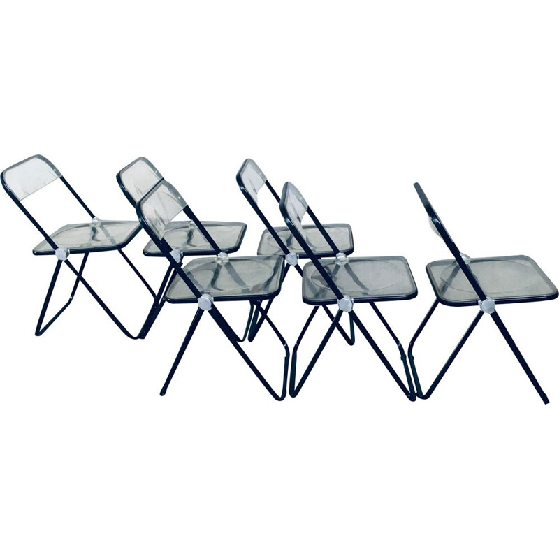 Set of 6 vintage folding chairs by Plia by Giancarlo Piretti for Anonima Castelli, Italy 1960